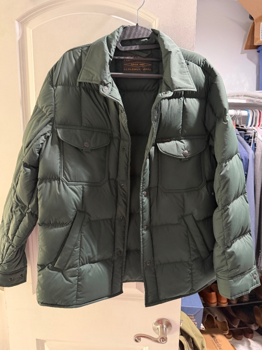 Filson Lightweight Down Jac-Shirt | Size XS | Fir Green | 650-Fill Goose Down